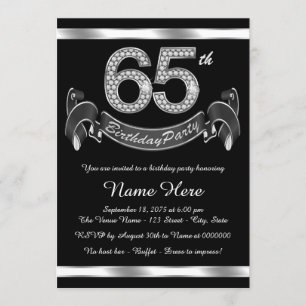 Invitation Fête d'anniversaire de 65 ans argentée