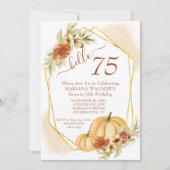 Invitation Fête d'anniversaire de 75 ans à l'aquarelle rustiq (Devant)