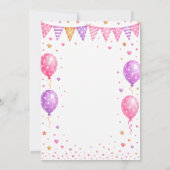 Invitation Fête d'anniversaire de 7 ans avec Cupcake Rose (Dos)