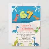 Invitation Fête d'anniversaire de 7 ans de dinosaure J'avais (Devant)