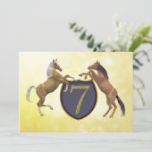 Invitation fête d'anniversaire de 7 ans élevant des chevaux (Debout devant)