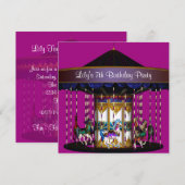 Invitation Fête d'anniversaire de 7 ans pour filles aux cheva (Devant / Derrière)