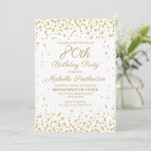 Invitation Fête d'anniversaire de 80 ans Blanc avec Paillette (Debout devant)