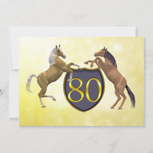Invitation fête d'anniversaire de 80 ans élevant des chevaux