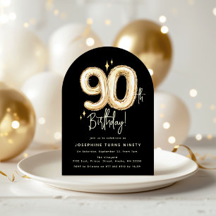 Invitation Fête d'anniversaire de 90 ans avec ballons tendanc