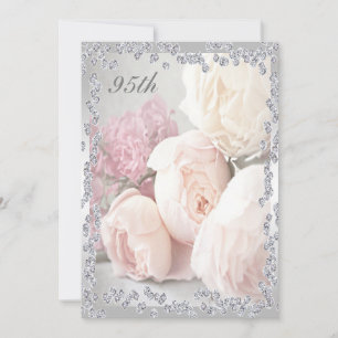 Invitation Fête d'anniversaire de 95 ans aux Roses Romantique