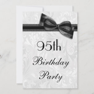 Invitation Fête d'anniversaire de 95 ans damassé et faux nœud