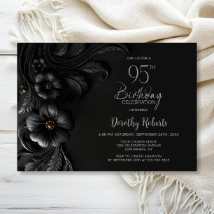 Invitation Fête d'anniversaire de 95 ans élégante à fleurs no