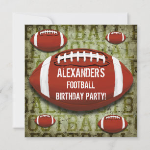 Invitation Fête d'anniversaire de 9 ans de football Vintage G
