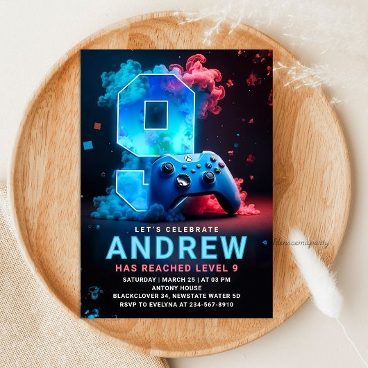 Invitation Fête d'anniversaire de 9 ans de jeu vidéo