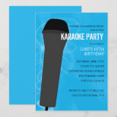 Invitation Fête d'anniversaire de Bahama Blue Rock Out Karaok (Devant / Derrière)