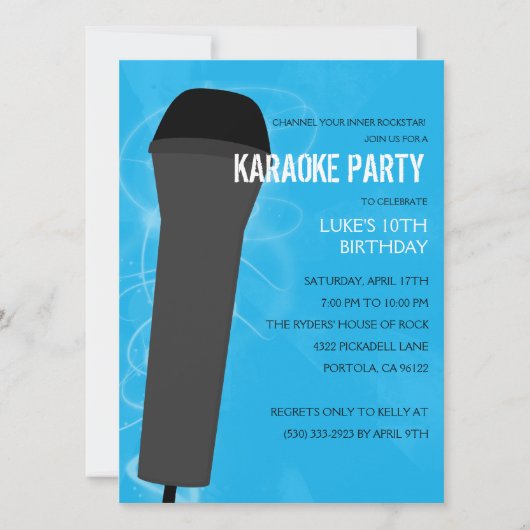 Invitation Fête d'anniversaire de Bahama Blue Rock Out Karaok (Devant)