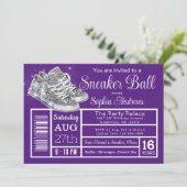 Invitation Fête d'anniversaire de bal de baskets diamant viol (Debout devant)