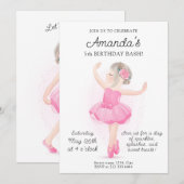 Invitation Fête d'anniversaire de Ballerina pour filles (Devant / Derrière)