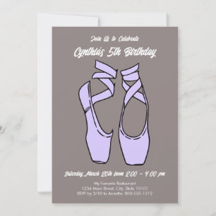 Invitation Fête d'anniversaire de ballet violet minimaliste