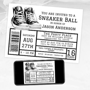 Invitation Fête d'anniversaire de ballon de baskets pour garç