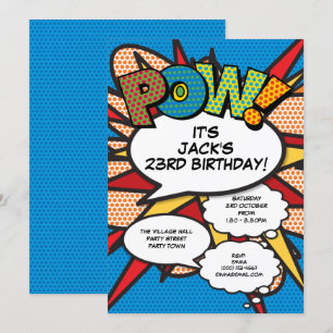 Invitation Fête d'anniversaire de bande dessinée amusante ble