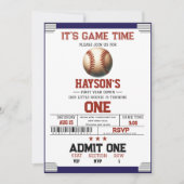 Invitation Fête d'anniversaire de baseball de la première ann (Devant)