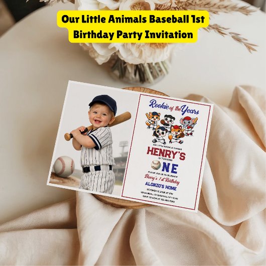 Invitation Fête d'anniversaire de baseball de Nos Petits Anim
