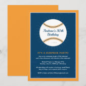Invitation Fête d'anniversaire de baseball Orange Navy (Devant / Derrière)