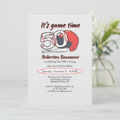 Invitation Fête d'anniversaire de baseball pour son 50e match (Debout devant)