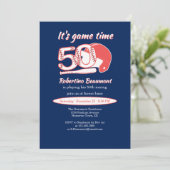 Invitation Fête d'anniversaire de baseball pour son 50e match (Debout devant)