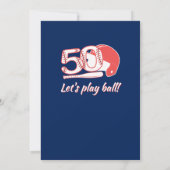 Invitation Fête d'anniversaire de baseball pour son 50e match (Dos)