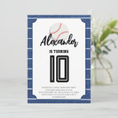Invitation Fête d'anniversaire de baseball Rayures Bleues (Debout devant)