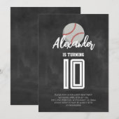 Invitation Fête d'anniversaire de baseball sur tableau noir (Devant / Derrière)