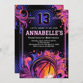 Invitation Fête d'anniversaire de basket-ball (Devant / Derrière)