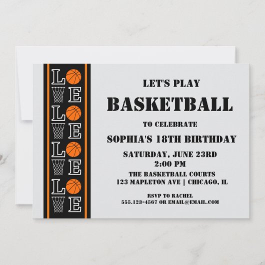 Invitation Fête d'anniversaire de basket-ball, Joueur de bask (Devant)