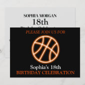 Invitation Fête d'anniversaire de basket-ball, Joueur de bask (Devant / Derrière)