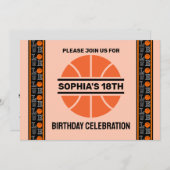 Invitation Fête d'anniversaire de basket-ball, Joueur de bask (Devant / Derrière)