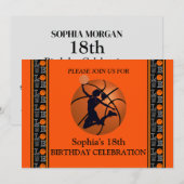 Invitation Fête d'anniversaire de basket-ball, Joueur de bask (Devant / Derrière)