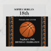 Invitation Fête d'anniversaire de basket-ball, Joueur de bask (Devant / Derrière)