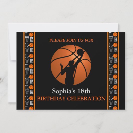 Invitation Fête d'anniversaire de basket-ball, Joueur de bask (Devant)