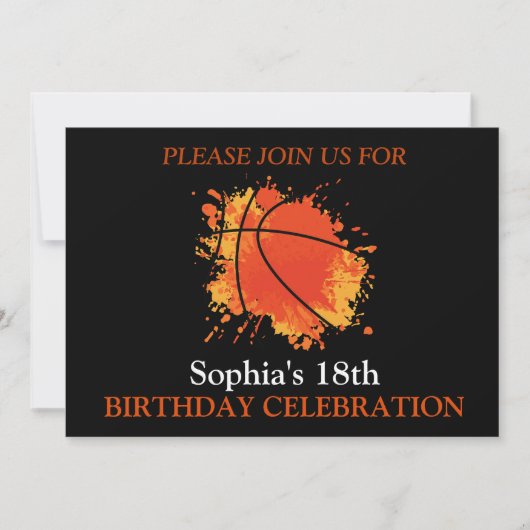 Invitation Fête d'anniversaire de basket-ball, Joueur de bask (Devant)