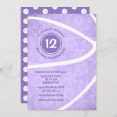 Invitation fête d'anniversaire de basket-ball violet (Devant / Derrière)