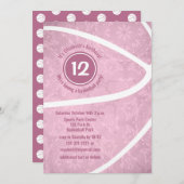 Invitation fête d'anniversaire de basket rose et poussiéreuse (Devant / Derrière)