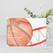 Invitation Fête d'anniversaire de basketball aquarelle pour e (Debout devant)