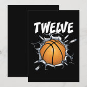 Invitation Fête d'anniversaire de basketball de 12 ans garçon (Devant / Derrière)