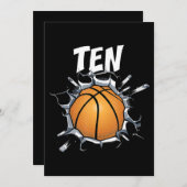 Invitation Fête d'anniversaire de basketball de garçon de 10  (Devant / Derrière)