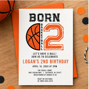 Invitation Fête d'anniversaire de Basketball Né 2 Ball 2ème a