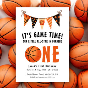 Invitation Fête d'anniversaire de basketball pour le premier