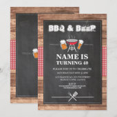 Invitation Fête d'anniversaire de BBQ de bières et (Devant / Derrière)