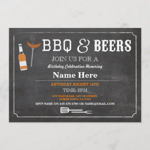Invitation Fête d'anniversaire de BBQ et de BIÈRES tout