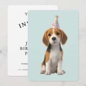 Invitation Fête d'anniversaire de Beagle (Devant / Derrière)