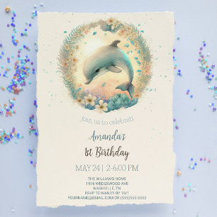 Invitation Fête d'anniversaire de bébé dauphin mignon