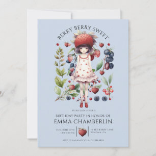 Invitation Fête d'Anniversaire de Berry Sweet Girl Whimsical