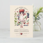 Invitation Fête d'Anniversaire de Berry Sweet Girl Whimsical (Debout devant)